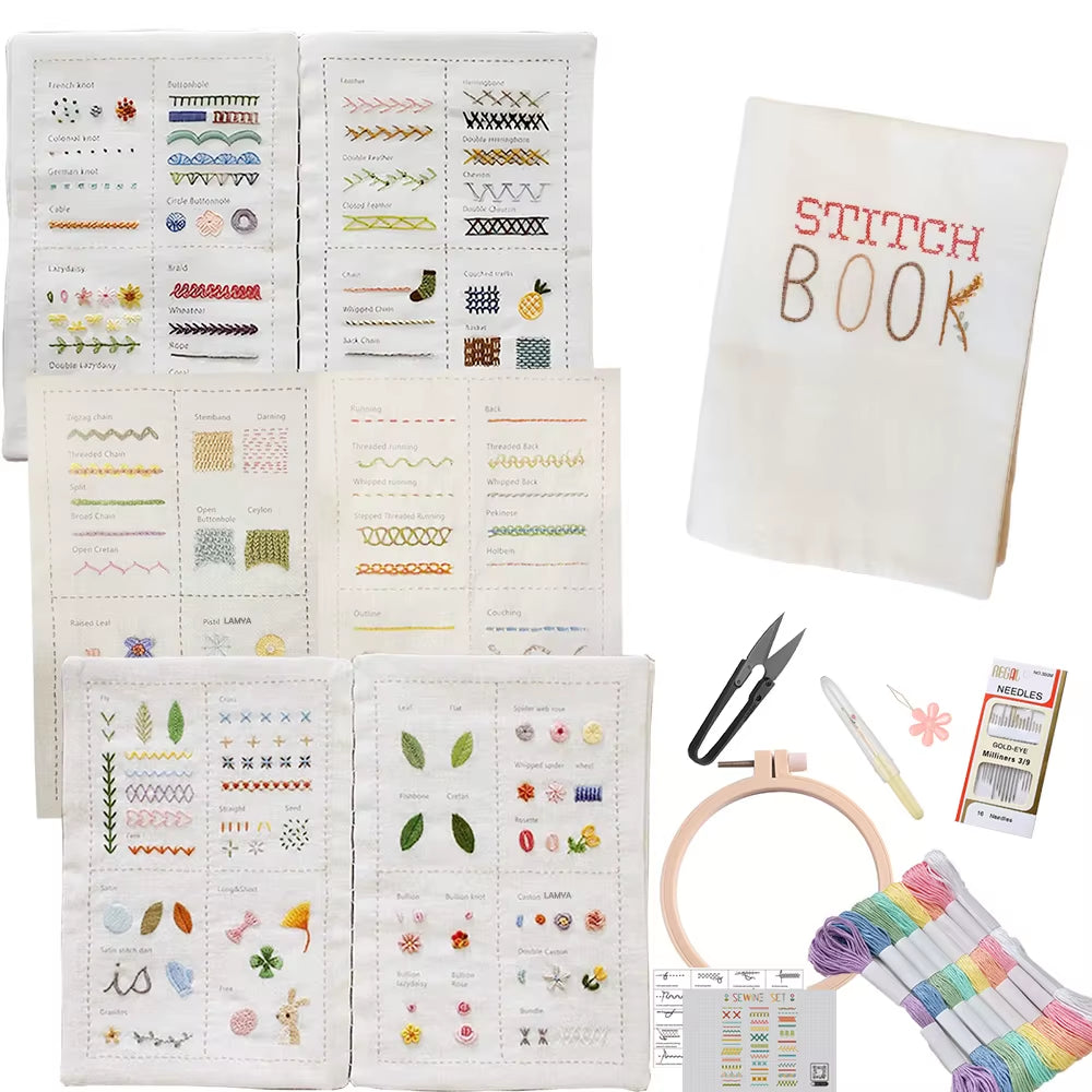 Sewing Books for Beginners Creative Embroidery Stitches Book Adults Basic Hand Embroidery Stitches Step-By-Step Tutorials
