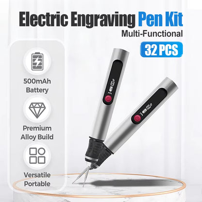 Unlock Your Creativity with the 32PCS Cordless Electric Engraving Pen Kit – Perfect for Metal, Glass, and More!