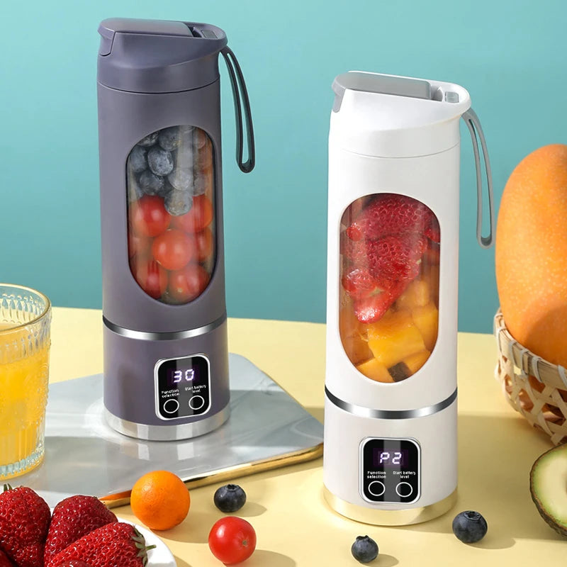 10 Blades Portable Fruit Juicer 450Ml Capacity 3 Gears USB Rechargeable Blender Ice Crusher, Can Make Smoothies/Ice