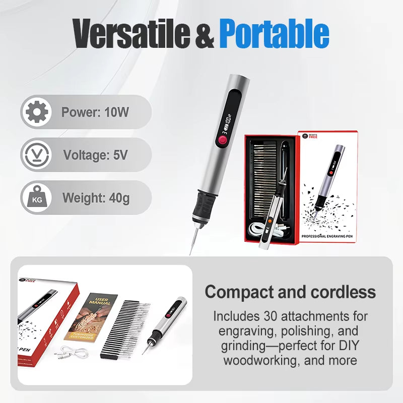 Unlock Your Creativity with the 32PCS Cordless Electric Engraving Pen Kit – Perfect for Metal, Glass, and More!